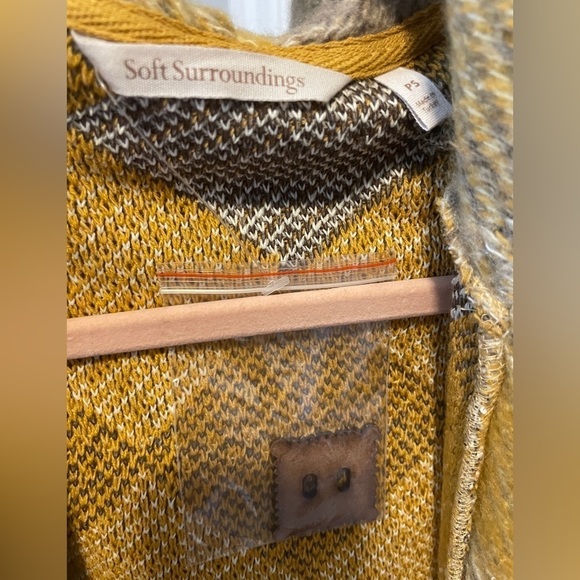 NWOT Soft Surroundings Fall Fling Sweater Jacket Size Petite Small Yellow Gray - Picture 5 of 7